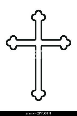 Christliches Kreuz, schwarz-weiße Vektorsilhouette Darstellung der religiösen Kreuz Form, isoliert auf Weiß Stock Vektor