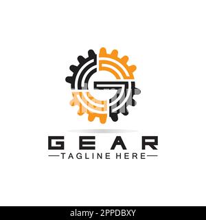 Design-Vorlage für das Logo von Gear Engineer mit Buchstabe G. Stock Vektor