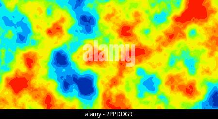 Abstrakte Vektorwärmekarte der Warm- und Kaltverteilung in der Landschaft. Infrarot-Thermografie Hintergrund. Das Konzept der globalen Erwärmung. Daten für Temperatur-sca Stock Vektor