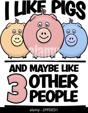 Lustiger Schweineliebhaber entwirft süßes Cartoon-Schwein Stock Vektor