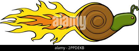 Komische Cartoon-Schnecke mit Flammen Stock Vektor