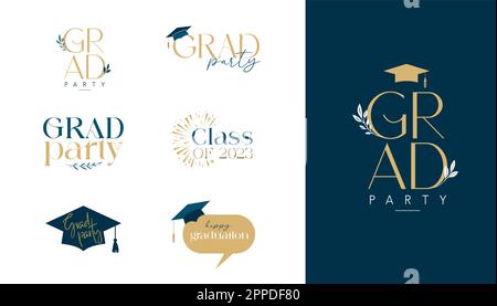 Abschlüsse Party Typografie Kollektion, Monogramm, Logo Design Vorlagen Kollektion Stock Vektor