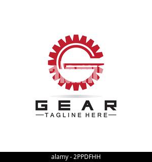 Design-Vorlage für das Logo von Gear Engineer mit Buchstabe G. Stock Vektor