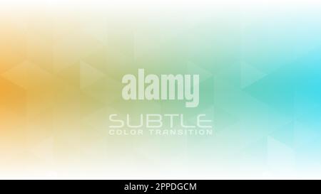 Abstrakter, dezenter Hintergrund mit Farbübergang von Hellorange über Helloliv bis Türkisblau. Einfaches minimales Vektorgrafikmuster mit gr Stock Vektor