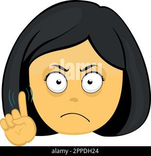 vektor-Illustration Frau Emoticon Gelber Cartoon sagt nein mit ihrer Hand Stock Vektor