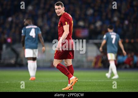 Rom, Italien. 20. April 2023. Andrea Belotti von AS Roma während des Spiels der UEFA Europa League zwischen AS Roma und Feyenoord im Stadio Olimpico am 20. April 2023 in Rom, Italien. (Kreditbild: © Gennaro Masi/Pacific Press via ZUMA Press Wire) NUR REDAKTIONELLE VERWENDUNG! Nicht für den kommerziellen GEBRAUCH! Stockfoto