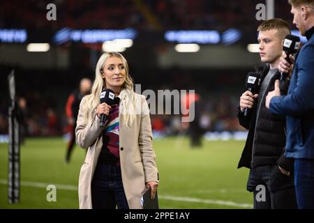 Cardiff, Wales. 22. April 2023 Lauren Jenkins beim Rugby-Spiel am URC Welsh Shield Judgement Day, Ospreys gegen Cardiff Rugby im Fürstentum-Stadion in Cardiff, Wales. Kredit: Sam Hardwick/Alamy Live News. Stockfoto