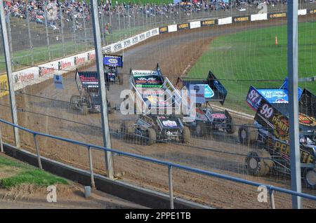 International Sprint Car Masters Racing Auf Dem Western Springs Speedway. Stockfoto