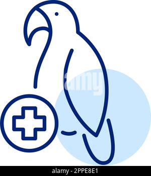Vogelveterinärdienst. Haustierapotten-Gesundheitsfürsorge. Pixelgenaue, bearbeitbare Konturlinie Stock Vektor