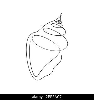 SHELL-LINIEN-GRAFIKEN. Vektormuschel. Vektor zum Zeichnen von durchgehenden Linien für Poster, Karten, Aufkleber-Tattoo. Einzeilige Grafik. Handgezeichnetes Illustrat Mit Einer Linie Stock Vektor