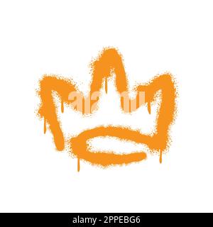Graffiti-Krone mit Overspray in Orange über Weiß Stock Vektor
