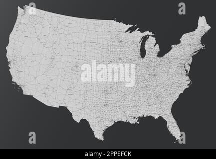 Komplexe Roadmap der USA mit Interstates, USA Autobahnen und Hauptstraßen. Stock Vektor