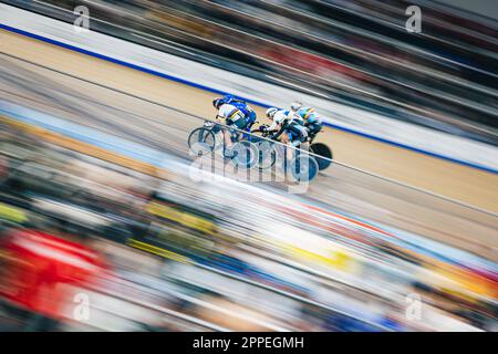 Milton, Kanada. 23. April 2023. Bild von Alex Whitehead/SWpix.com - 23/04/2023 - Radfahren - Tissot UCI Track Nations Cup, Runde 3: Milton - Mattamy National Cycling Centre, Ontario, Kanada - Frauen-Omnium. Kredit: SWpix/Alamy Live News Stockfoto