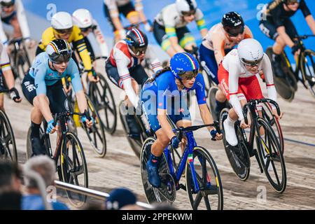 Milton, Kanada. 23. April 2023. Foto von Alex Whitehead/SWpix.com - 23/04/2023 - Radfahren - Tissot UCI Track Nations Cup, Runde 3: Milton - Mattamy National Cycling Centre, Ontario, Kanada - Women's Omnium - Elisa Balsamo aus Italien Kredit: SWpix/Alamy Live News Stockfoto