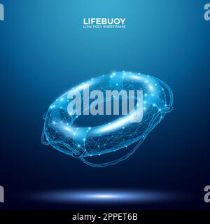 Abstrakte Rettungsringe in Technologieblau auf dunklem Hintergrund. Stock Vektor