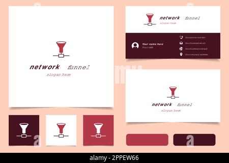 Netzwerktrichter-Logo mit editierbarem Slogan. Branding-Buch und Visitenkartenvorlage. Stock Vektor
