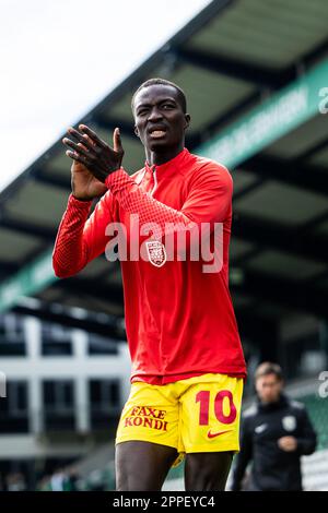 Viborg, Dänemark. 23. April 2023. Mohamed Diomande (10) des FC Nordsjaelland vor dem Superliga-Spiel 3F zwischen Viborg FF und dem FC Nordsjaelland in der Energy Viborg Arena in Viborg gesehen. (Foto: Gonzales Photo/Alamy Live News Stockfoto