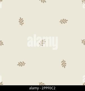 Eigenartiges Lino-Schnitt-Motiv-Vektormuster für Blattsplitter. Nahtlose Dekoration eines skurrilen Blattdesigns für den hintergrund von scandi. Stock Vektor