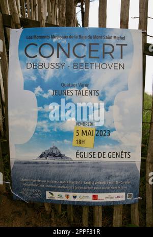 Ein Poster für ein musikalisches Konzert mit Werken von Debussy und Beethoven Stockfoto