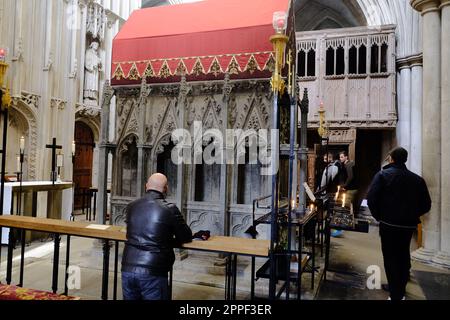 Der Schrein von St. Alban, in der St. Albans Cathedral, England. Stockfoto