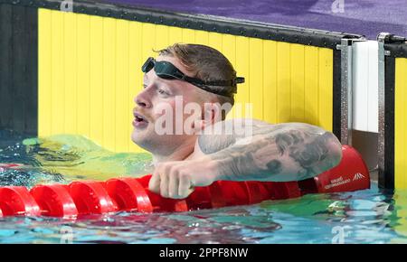 Das Aktenfoto des englischen Adam Peaty von 31-07-2022, der zugibt, in einer "selbstzerstörerischen Spirale" gewesen zu sein, hofft aber, dass er auf der anderen Seite herauskommt, während er weiteren olympischen Erfolg verfolgt. Ausgabedatum: Montag, 24. April 2023. Stockfoto