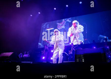 Madrid, Spanien. 22. April 2023. Fernando Costa bei einem Konzert im Wizink Center in Madrid, Spanien am 22. April 2023. Der ibizanische Rapper stellte sein neues Album „Tirititando“ vor. (Foto: Alvaro Laguna/NurPhoto) Guthaben: NurPhoto SRL/Alamy Live News Stockfoto