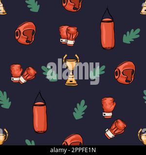 Nahtloses Boxmuster. Muster der Boxhandschuhe. Rote helle Boxhandschuhe, Muster für Ihr Projekt. Stock Vektor