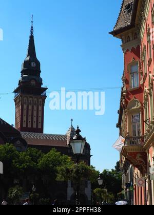 Subotica, Serbien, September 12. Subotica-Architektur, Fassaden historischer Gebäude und Wahrzeichen. Subotica szabadka im ungarischen Jugendstil, Vojvodina, das ehemalige Territorium von Österreich-Ungarn Stockfoto