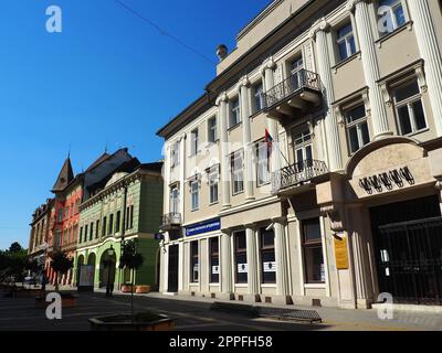 Subotica, Serbien, September 12. Subotica-Architektur, Fassaden historischer Gebäude und Wahrzeichen. Subotica szabadka im ungarischen Jugendstil, Vojvodina, das ehemalige Territorium von Österreich-Ungarn Stockfoto