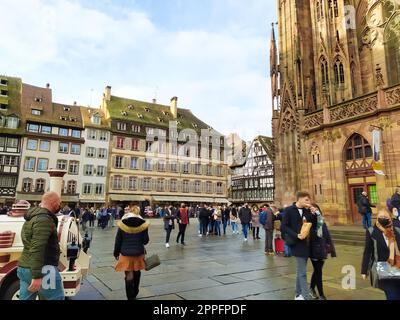 Kathedrale unserer Lieben Frau oder Kathedrale Notre-Dame de Strasbourg Stockfoto