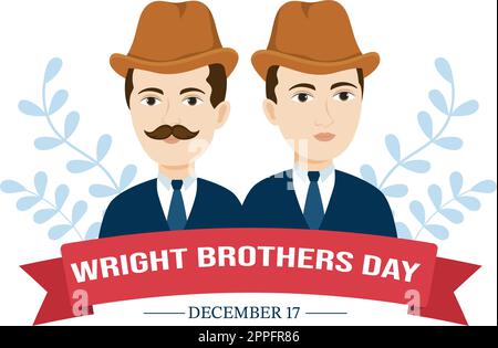 Wright Brothers Day am 17.. Dezember Vorlage Handgezeichneter Cartoon Illustration des ersten erfolgreichen Fluges in einem mechanisch angetriebenen Flugzeug Stock Vektor