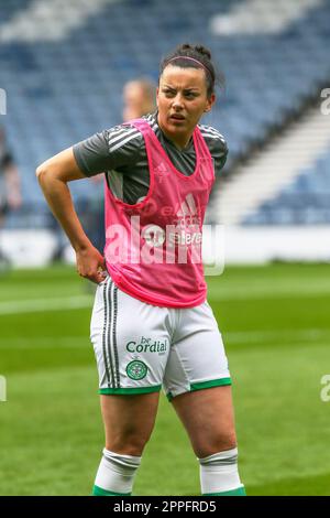 Amy Gallacher, die als Stürmer für den Celtic Football Club spielt. Das Bild wurde bei einer Aufwärmsitzung im Hampden Park, Glasgow, Schottland, Großbritannien, aufgenommen Stockfoto