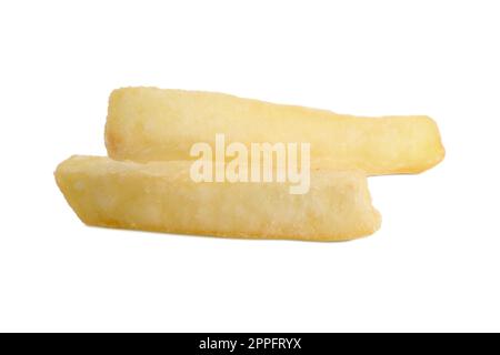 Köstliche frische pommes frites auf weißem Hintergrund Stockfoto