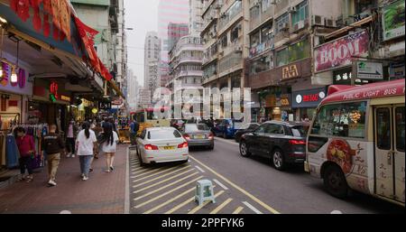 Prince Edward, Hongkong, 21. April 2021: Hong Kong City Street Stockfoto