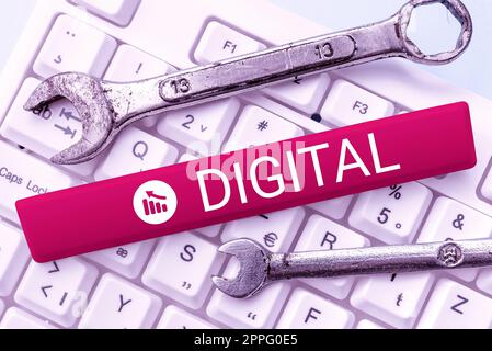 Konzeptionelle Bildunterschrift Digital. Internet Konzept elektronische Technologie, die Daten speichert und verarbeitet Stockfoto