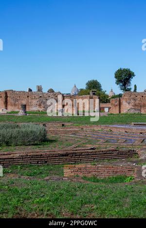 Palatin-Hügel, Blick auf die Ruinen mehrerer wichtiger antiker Gebäude, Rom, Italien Stockfoto