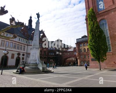 Blick auf den Roemerberger Platz in Frankfurt am Main Stockfoto