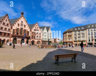 Blick auf den Roemerberger Platz in Frankfurt am Main Stockfoto