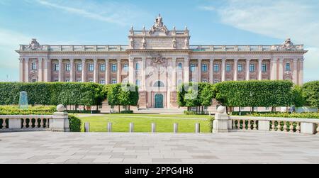 Riksdagshuset, das schwedische Parlamentsgebäude, befindet sich auf der Insel Helgeandsholmen, Gamla Stan, Stockholm, Schweden Stockfoto