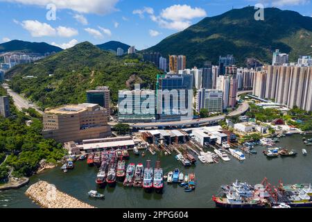 Sai Wan Ho, Hongkong, 20. Juni 2020: Luftaufnahme der Stadt Hongkong Stockfoto