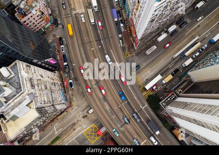 Causeway Bay, Hongkong 11. Januar 2021: Draufsicht auf den Verkehr in Hongkong Stockfoto