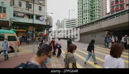 Tsuen Wan, Hongkong 03. Mai 2021: Hong Kong City Street Stockfoto