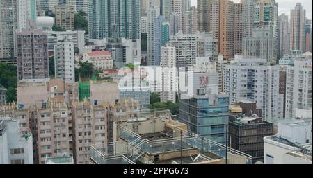 Sheung Wan, Hongkong 09. Juli 2021: Geschäftsviertel Hongkong Stockfoto