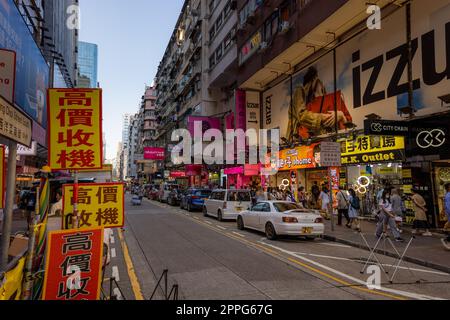 Mong Kok, Hongkong 04. Oktober 2021: Hong Kong City Street Stockfoto