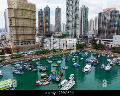 Lei Yue Mun, Hongkong, 28. November 2021: Taifun-Schutzraum Hongkong Stockfoto