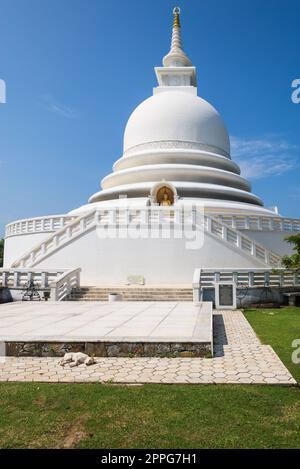 Die japanische Friedenspagode auf dem Rumassala-Hügel in Unawatuna in Sri Lanka Stockfoto