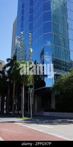 Skyline-Stadtbild in der Nähe der Brickell Avenue Stockfoto