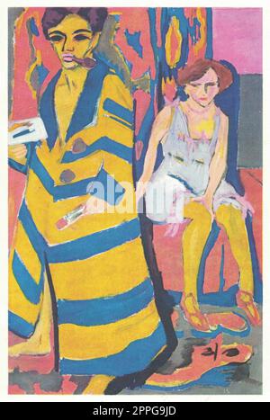 Selbstporträt mit Modell (1910) von Ernst Ludwig Kirchner. Stockfoto