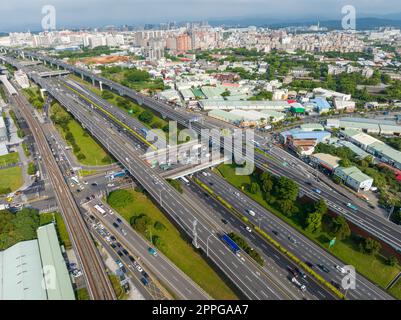 Lin Kou, Taiwan, 12. Juli 2022: Draufsicht auf die Stadt Lin Kou Stockfoto