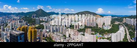 Kwun Tong, Hongkong 06. September 2019: Draufsicht auf die Hong Kong Kowloon Seite Stockfoto